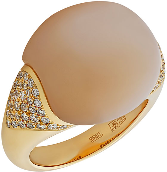 Кольцо из желтого золота р. 16,5 Арт-Модерн 010581-ZH, лунный камень\\бриллиант