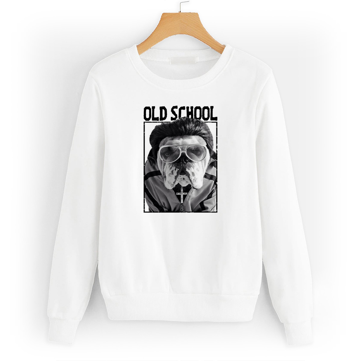 

Свитшот белый CoolPodarok Old scool Бульдог, 56W01554