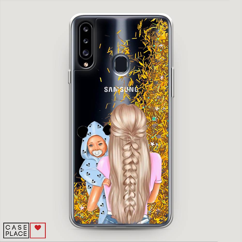 

Жидкий чехол с блестками "Молодая мама" на Samsung Galaxy A20s, 2100890-1