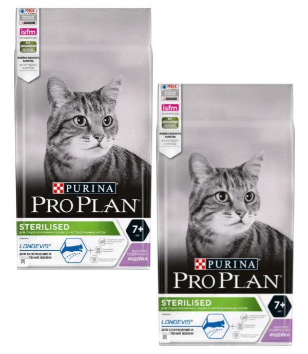 фото Сухой корм для кошек pro plan senior 7+ sterilised, для пожилых, индейка, 2 шт по 1,5 кг