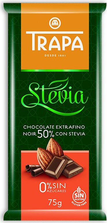 Шоколад Trapa Stevia темный со стевией 50%