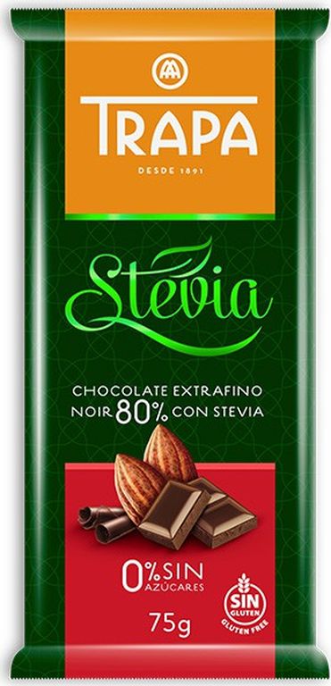 Шоколад Trapa Stevia горький со стевией 80%