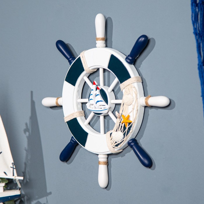 

Сувенир интерьерный "Штурвал" 33см, Синий;белый