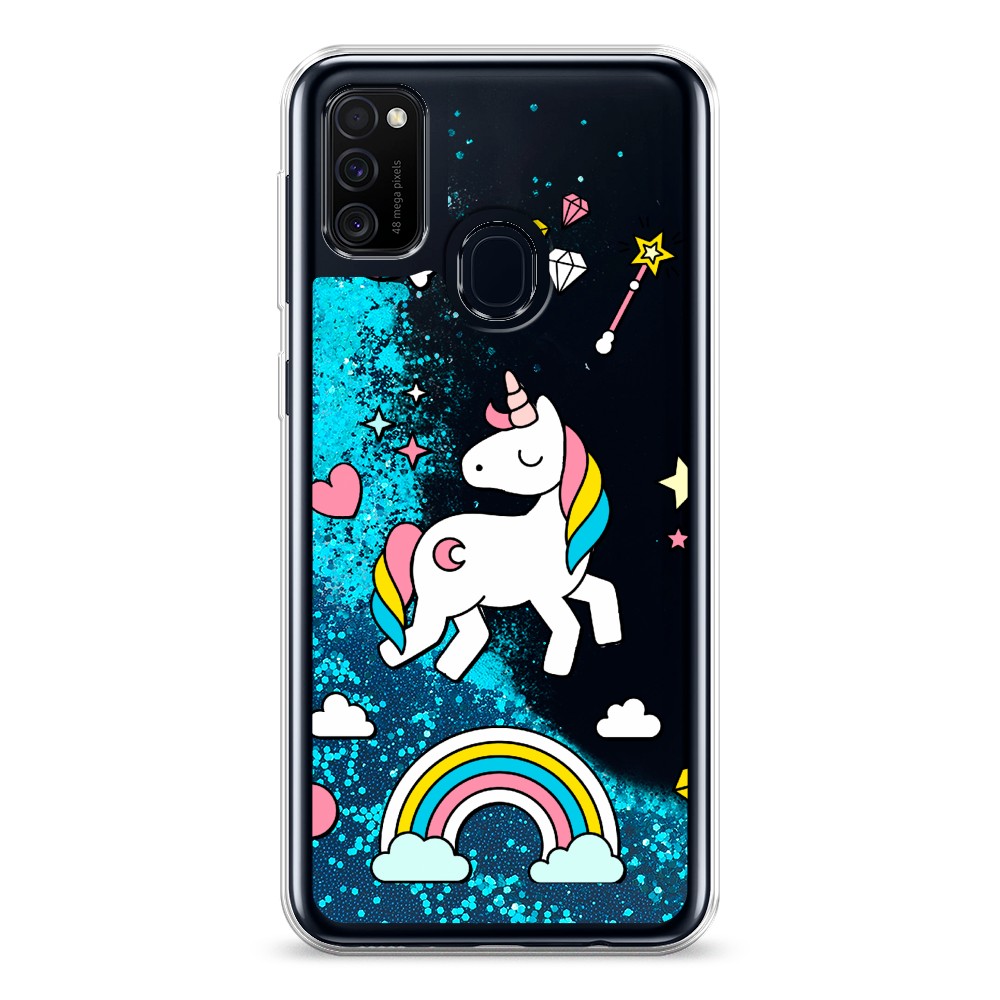 

Жидкий чехол с блестками "Принцесса единорог" на Samsung Galaxy M21, 29793-1