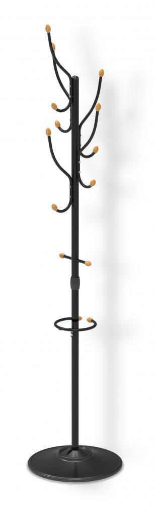 Вешалка напольная для одежды Ника ВКО1 черного цвета, высота 180см с наконечниками из масс