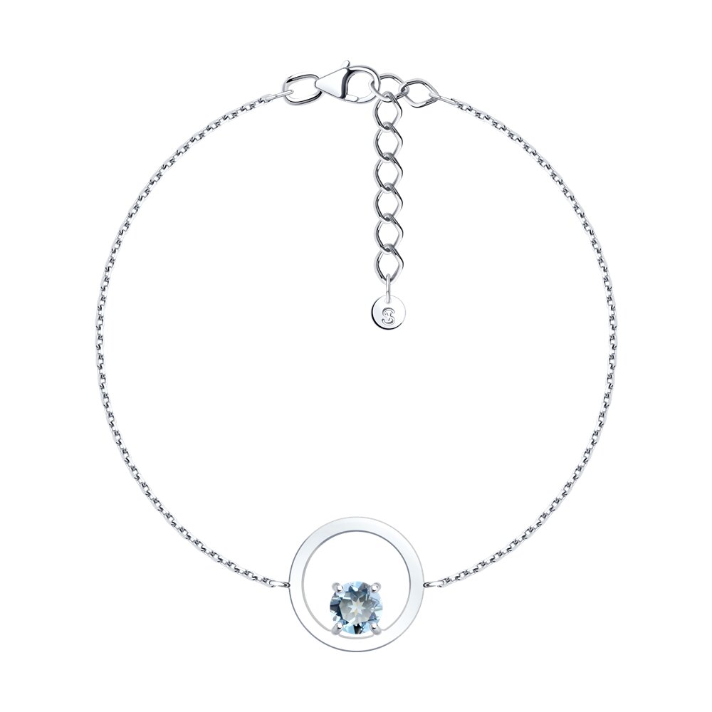 

Браслет из серебра р. 16 SOKOLOV 92050178, топаз, 92050178
