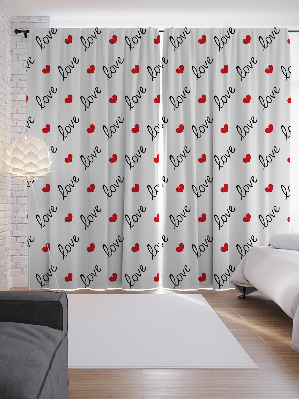 

Шторы с фотопечатью "My Love" из сатена, 290х265 см