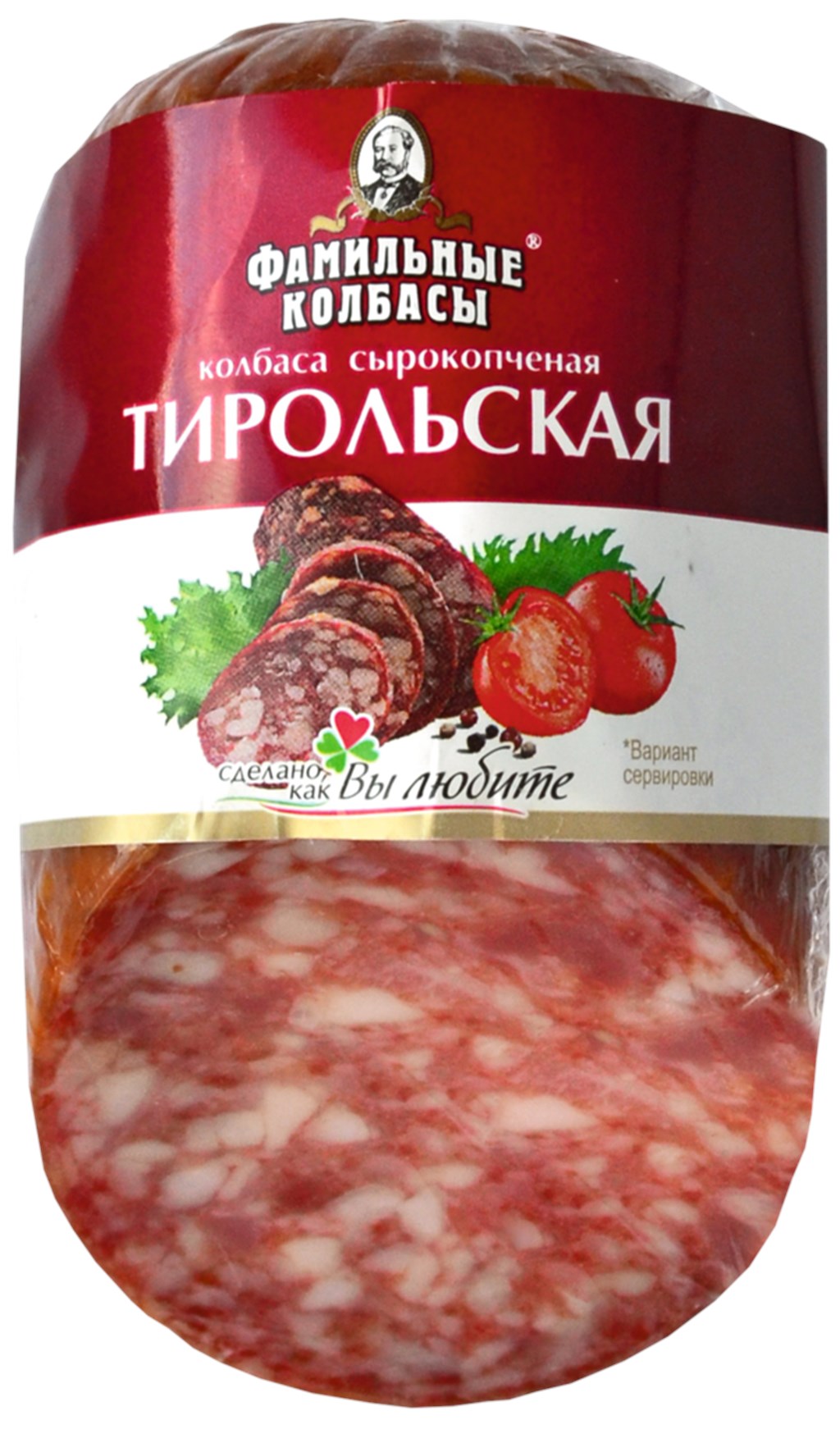

Колбаса сырокопченая Фамильные Колбасы Тирольская
