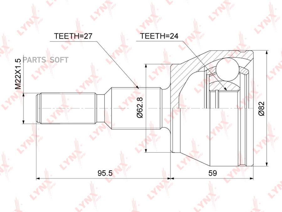 

LYNXAUTO ШРУС наружный | перед прав/лев | CO3873, CO3873