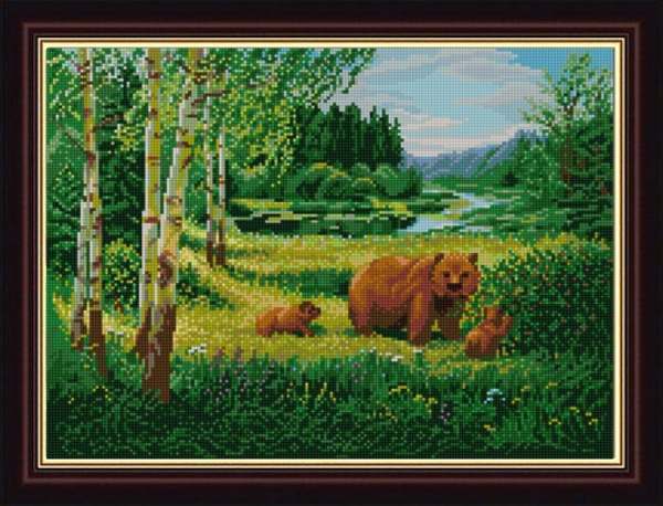 

Схемы для вышивания бисером Пейзаж с медведями 1233, 29x39 см от