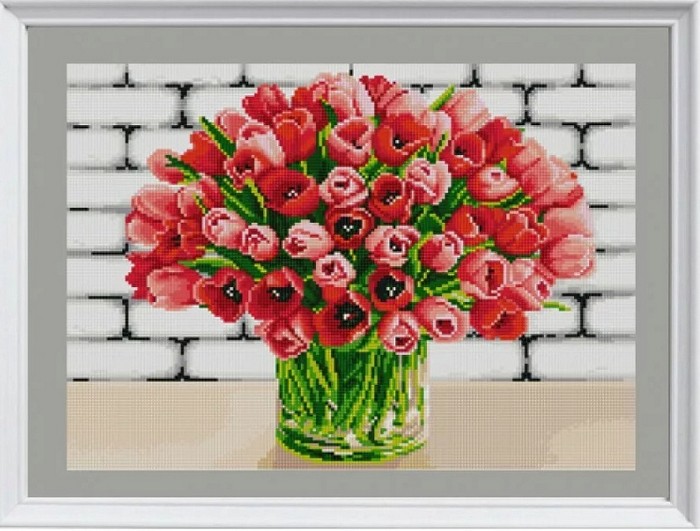

Схемы для вышивания бисером Красные тюльпаны 1420, 29x39 см от