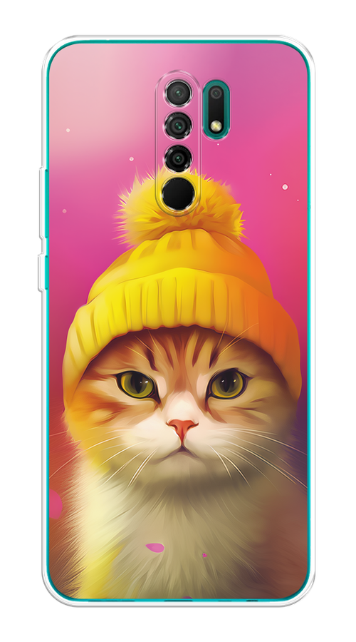 

Чехол на Xiaomi Redmi 9 "Котик в шапочке", Розовый;желтый;бежевый, 38350-1