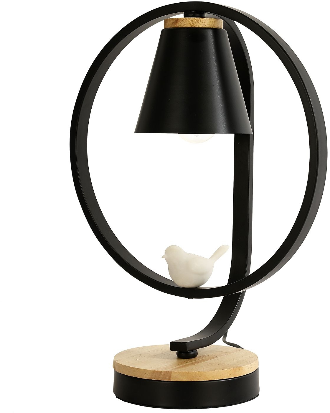 фото Интерьерная настольная лампа с кольцом и птичками черная f-promo uccello 2938-1t
