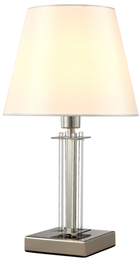 фото Интерьерная настольная лампа белая crystal lux nicolas lg1 nickel/white