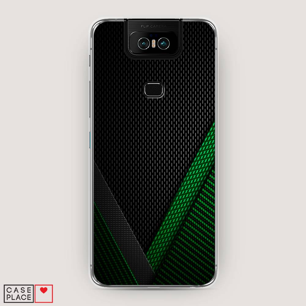 фото Чехол awog "зеленый карбон" для asus zenfone 6 zs630kl