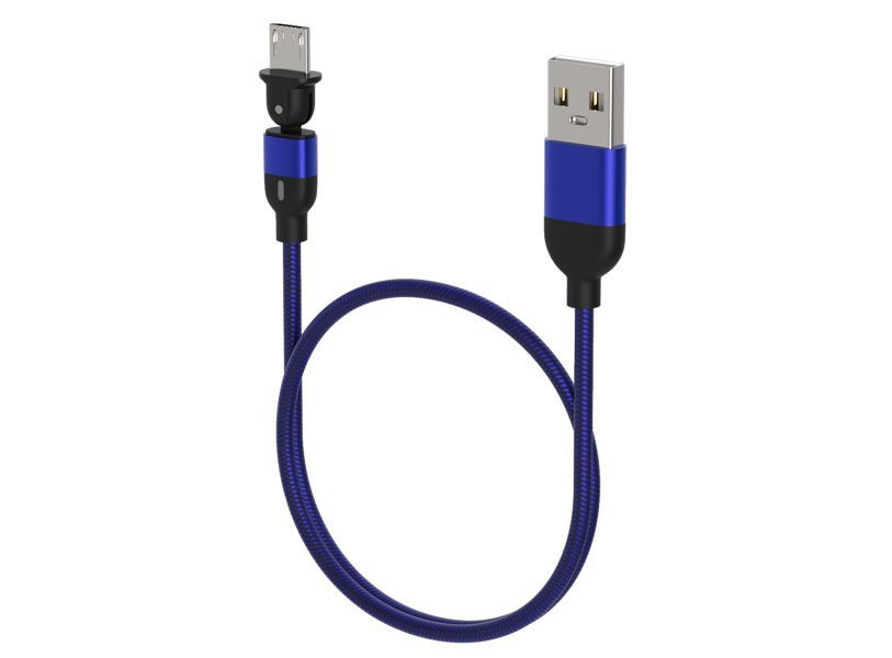 КАБЕЛЬ USB MICRO / MINI MAXVI MC-19M синий, USB-A - microUSB, 2.4A, LED