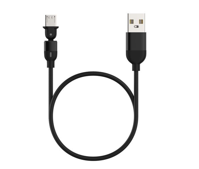 КАБЕЛЬ USB MICRO / MINI MAXVI MC-19M черный, USB-A - microUSB, 2.4A, LED