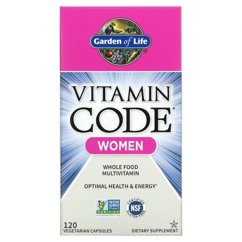 

Мультивитамины Garden of Life, Vitamin Code, из цельных продуктов, для женщин, 120 капсул