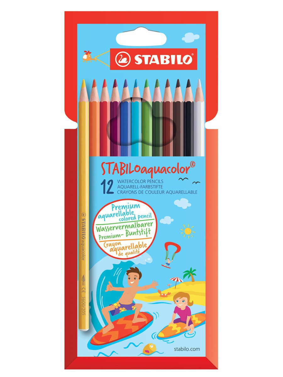 Цветные карандаши акварельные STABILO Aquacolor, 12 цветов