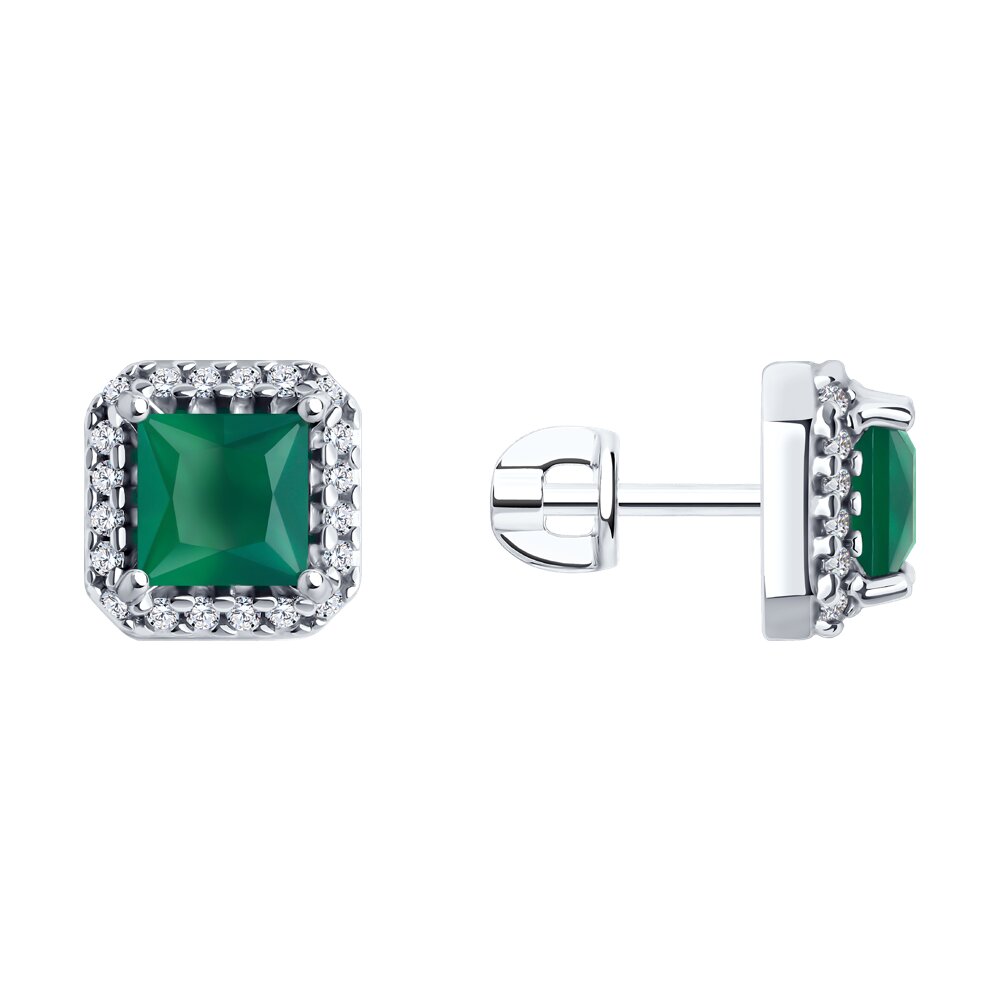 

Серьги пусеты из серебра SOKOLOV 92022852, фианит/агат, 92022852