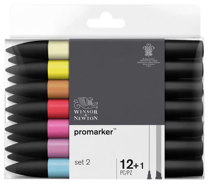 Набор маркеров Winsor&Newton W&N-290138 Promarker Set 2 12 цветов + 1 блендер
