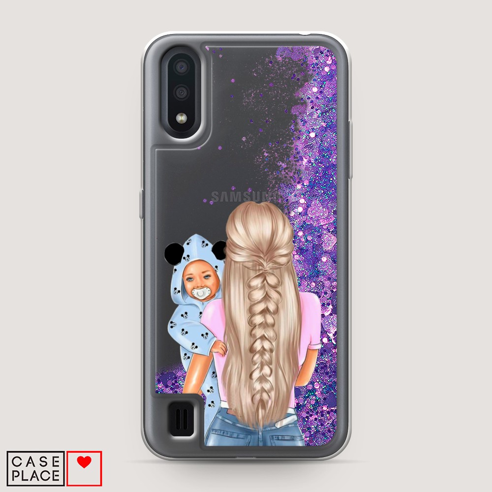 

Жидкий чехол с блестками "Молодая мама" на Samsung Galaxy A01, 29592-1