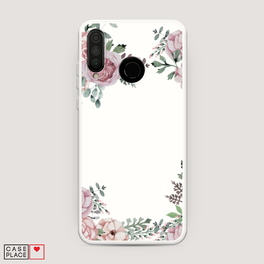 

Матовый силиконовый чехол "Листья папоротника рамка" на Huawei P30