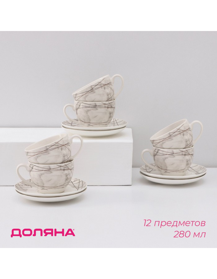 

Чайный сервиз Доляна фарфоровый 12 пр., Белый
