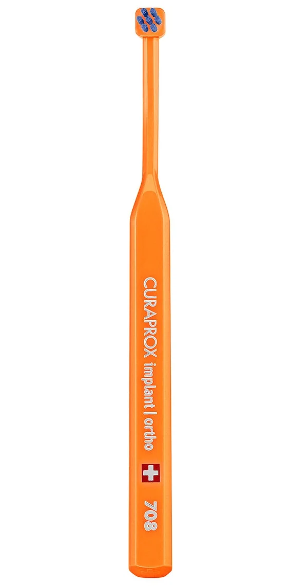 Щётка зубная Curaprox CS708 для имплантов и ортоконструкций, оранжевая