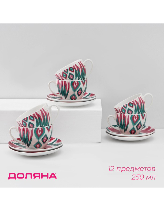 

Чайный сервиз Доляна фарфоровый 12 пр., Белый