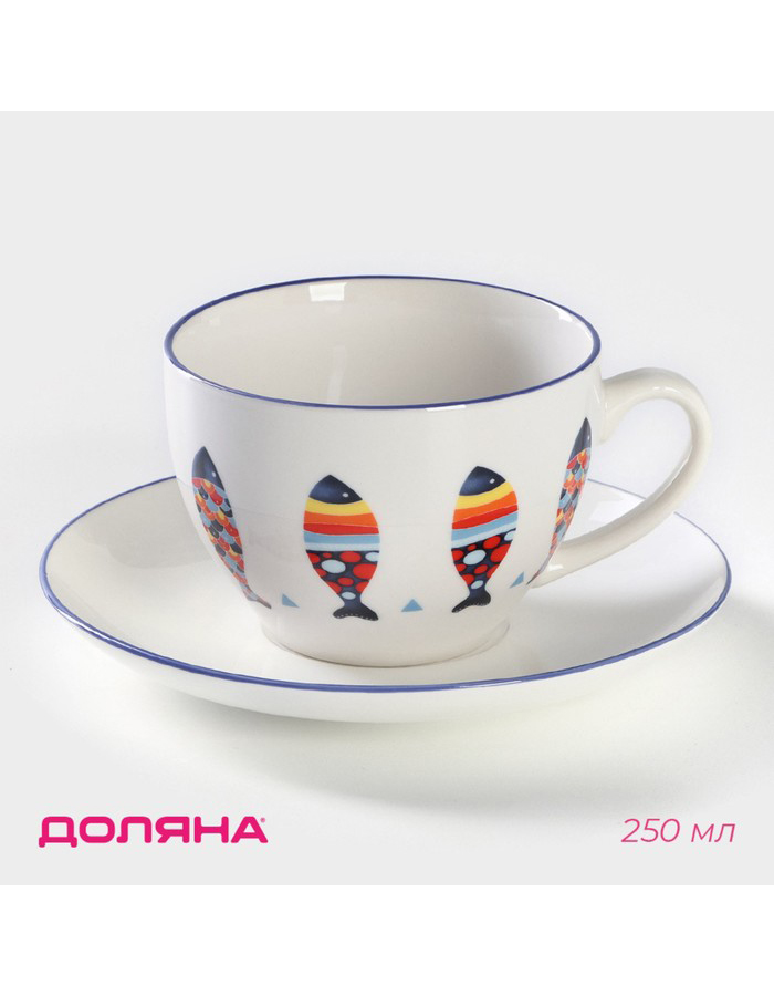 

Чайная пара Доляна фарфоровый 2 предмета, Белый