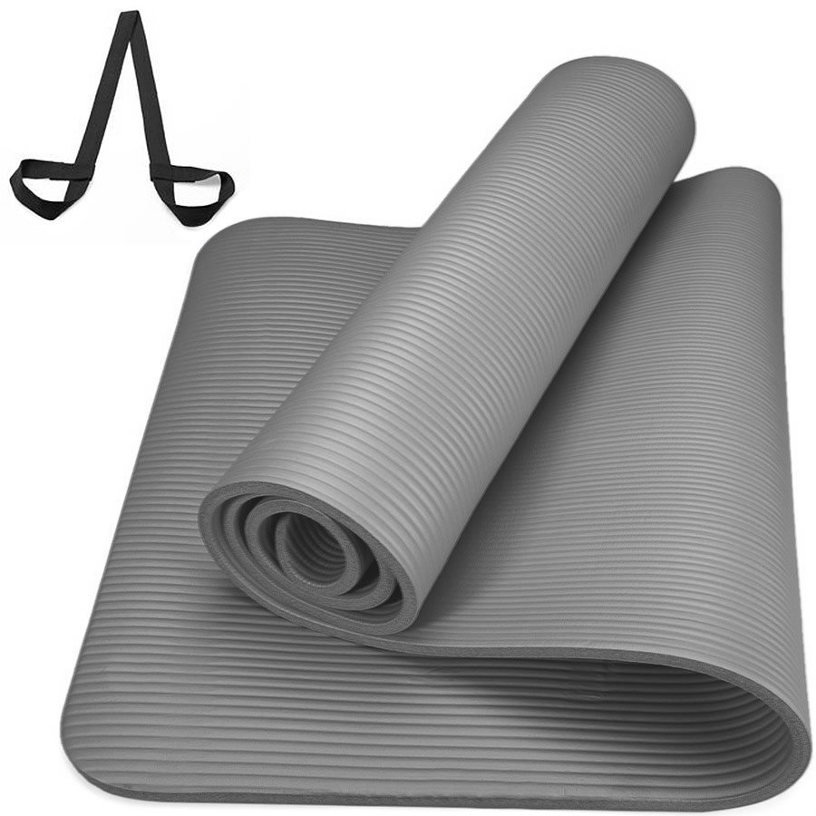 Коврик для йоги и фитнеса НБК Универсальный серый 183 см, 10 мм