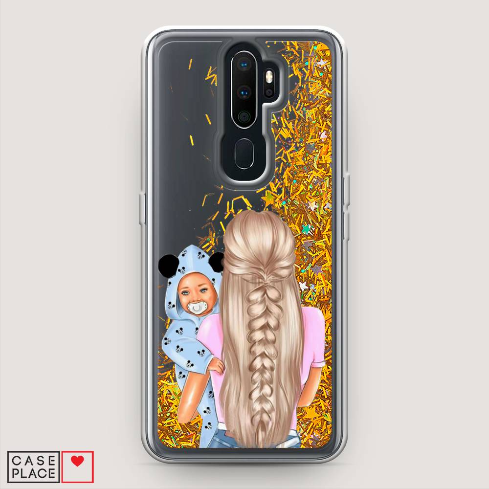 

Жидкий чехол с блестками "Молодая мама" на Oppo A9 (2020), 251990-1
