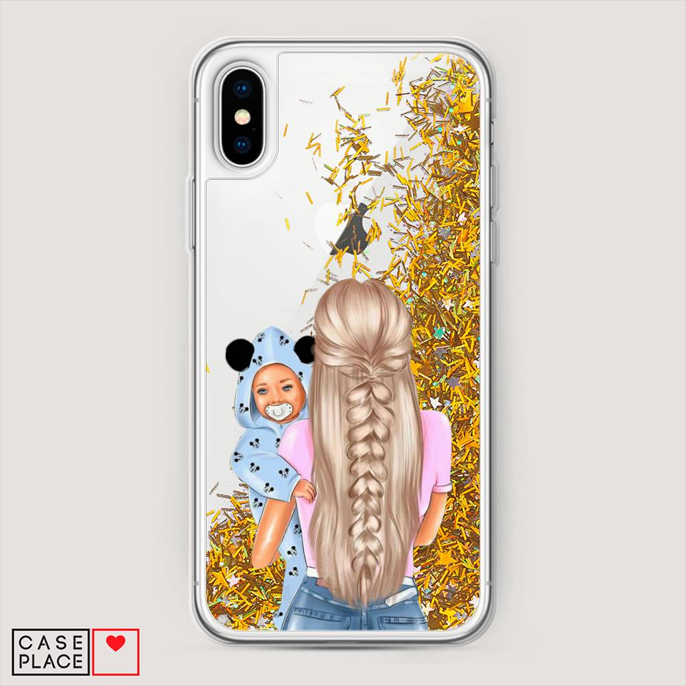 

Жидкий чехол с блестками "Молодая мама" на Apple iPhone XS Max (10S Max), 11990-1