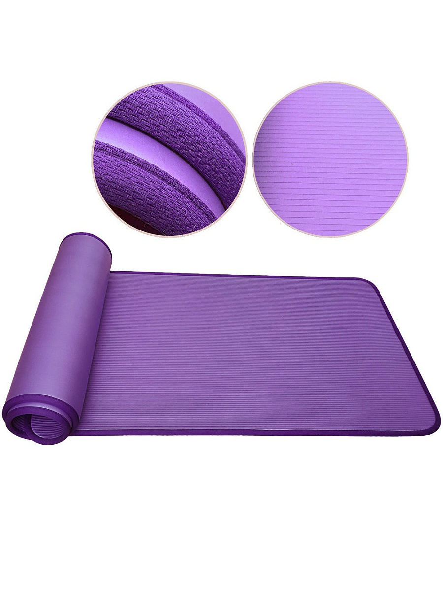Коврик для йоги и фитнеса НБК Универсальный фиолетовый с кантом в чехле 184х82х1 см