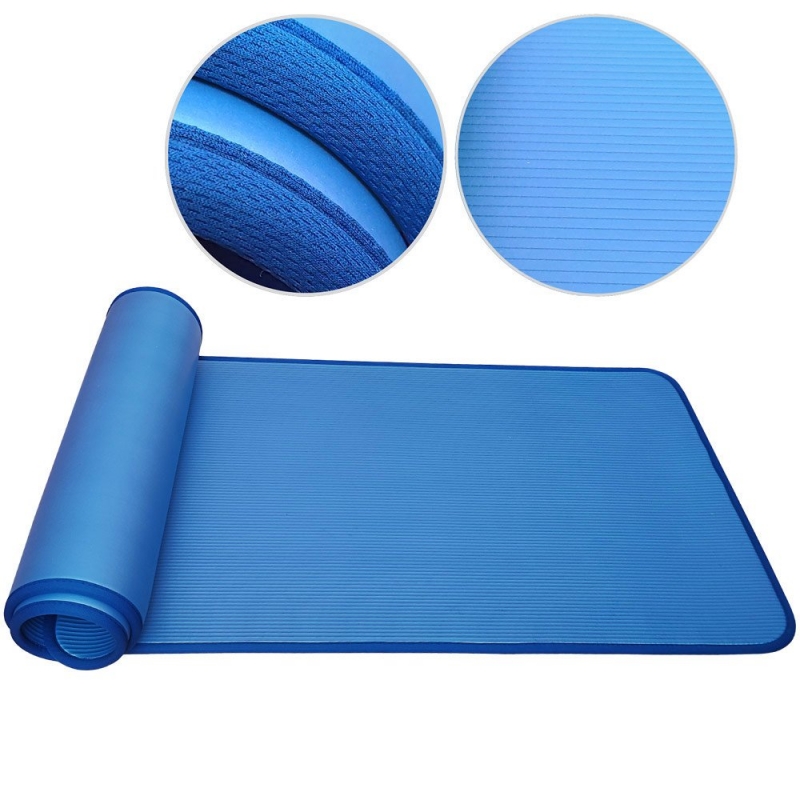 Коврик для йоги и фитнеса в чехле НБК синий с кантом 183х61х1см