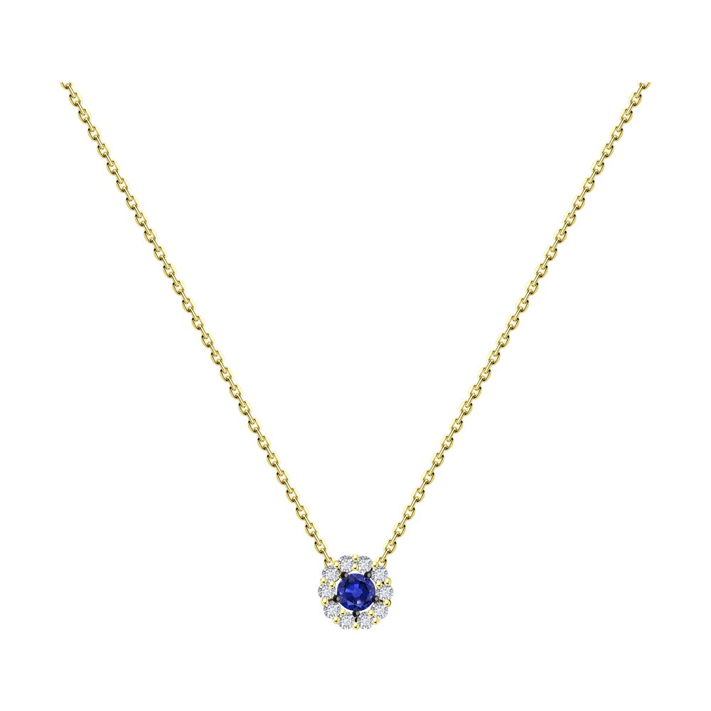 

Колье из желтого золота 38/40/42 см Diamant 53-270-01768-1, бриллиант/сапфир, 53-270-01768-1