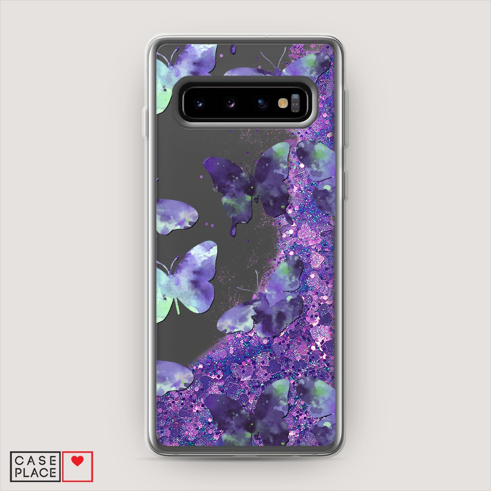 

Жидкий чехол с блестками "Бабочки отпечатки" на Samsung Galaxy S10 +, 27192-1