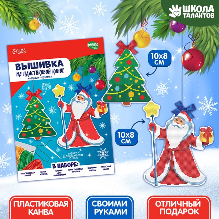

Вышивка крестиком на пластиковой канве «Дедушка Мороз»