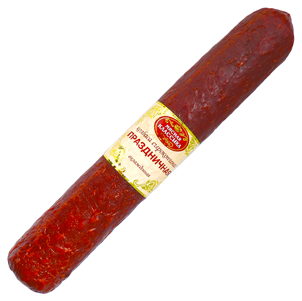 

Колбаса Мясная классика Праздничная сырокопченая вакуумная упаковка 300 г