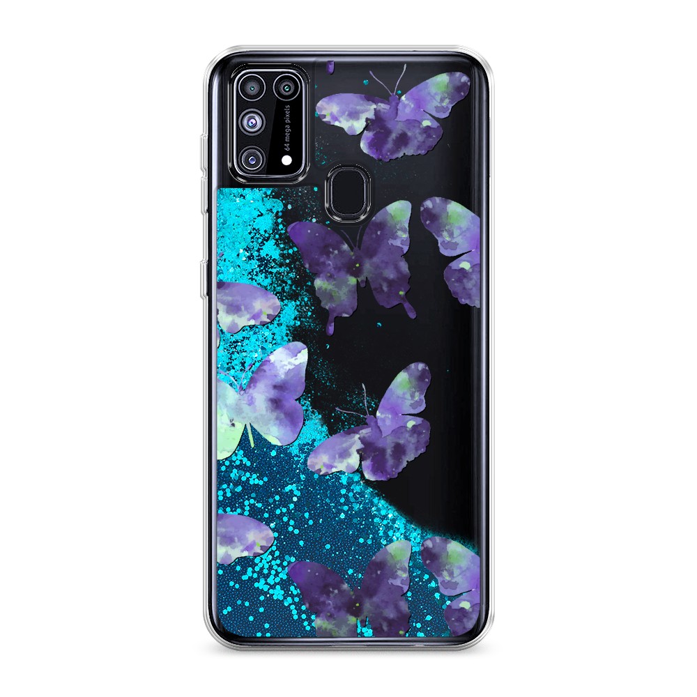 фото Жидкий чехол с блестками "бабочки отпечатки" на samsung galaxy m31 awog