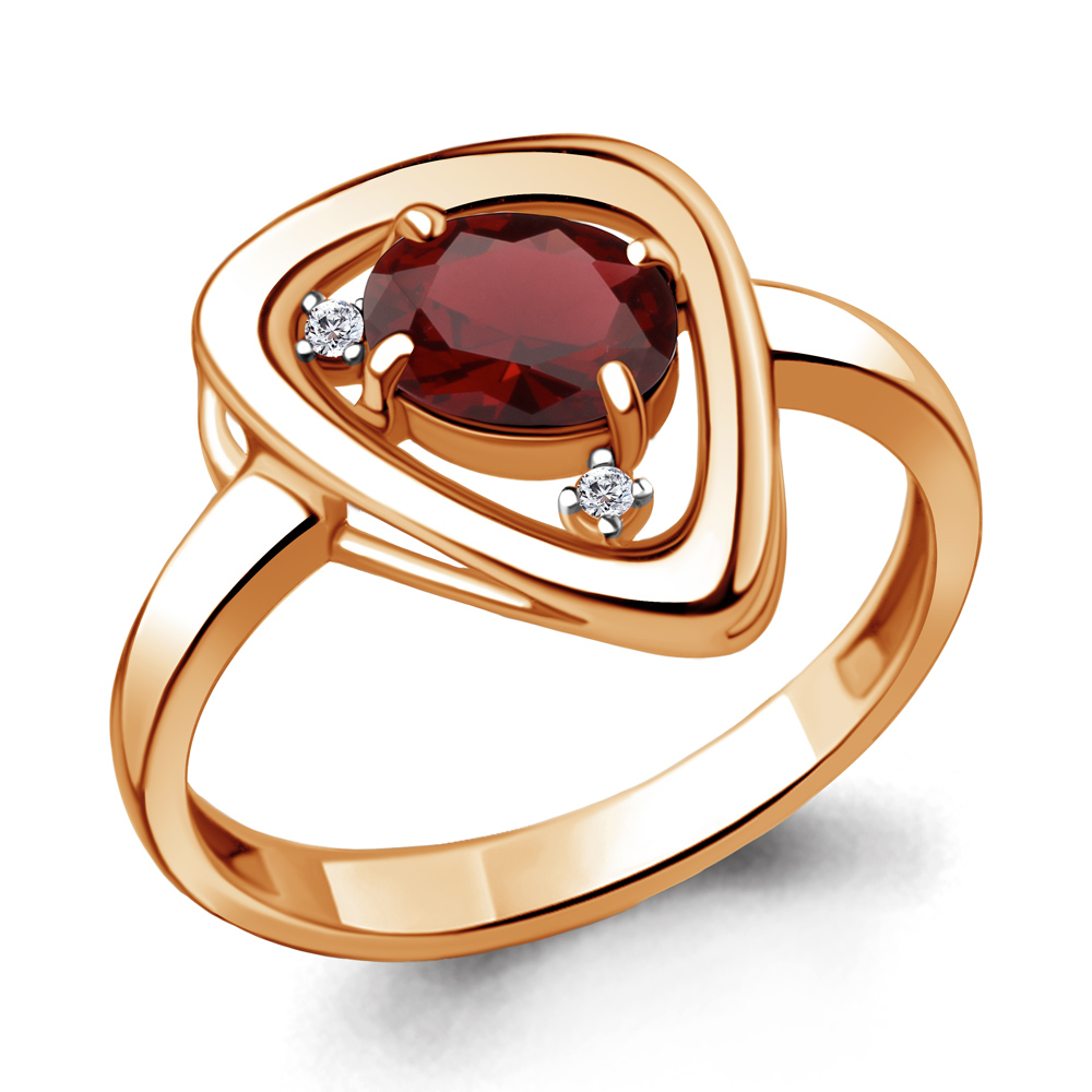 

Кольцо из серебра с гранатом р.  Aquamarine 6932703А_925_з, 6932703А_925_з
