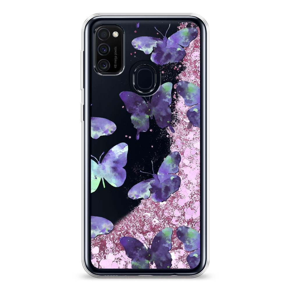 

Жидкий чехол с блестками "Бабочки отпечатки" на Samsung Galaxy M21, 29794-1