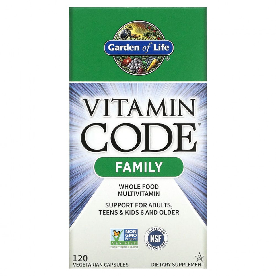 

Мультивитамины, Garden of Life, Vitamin Code, из цельных продуктов, 120 шт