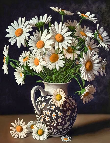 

Алмазная мозаика без подрамника Ромашки в вазе, 130x100 см, 62068, РА-188