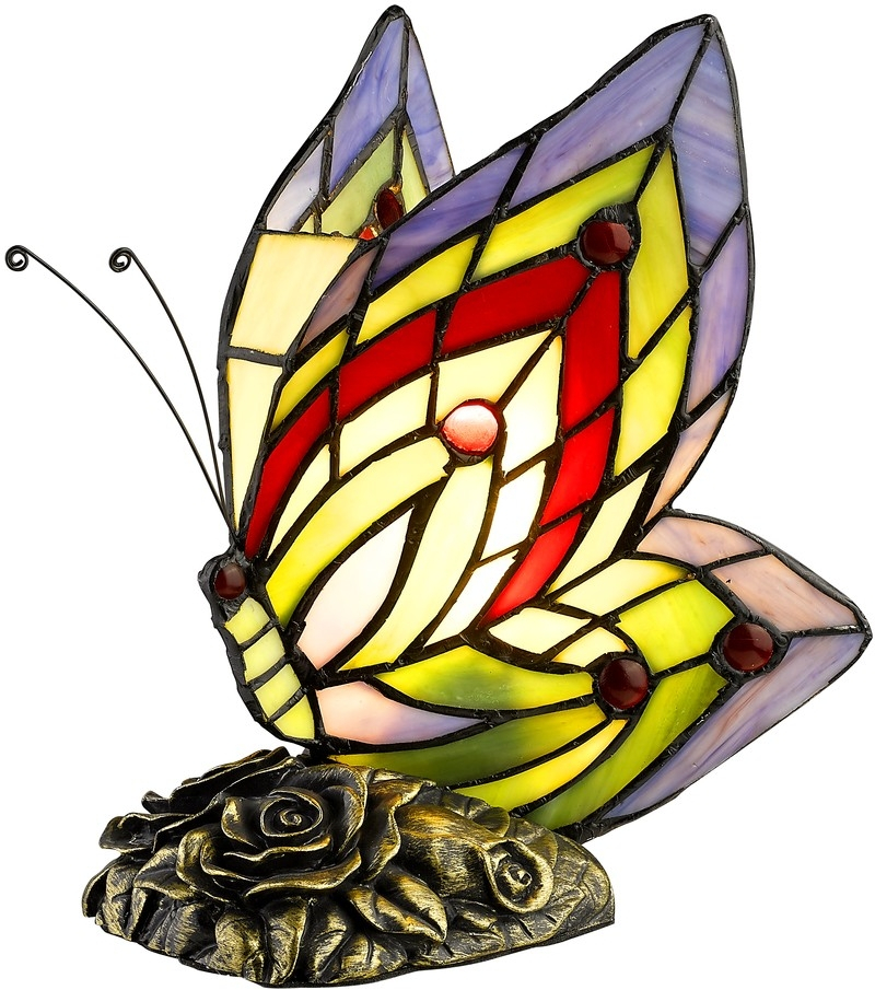 фото Интерьерная настольная лампа с бабочками разноцветная velante 805-804-01