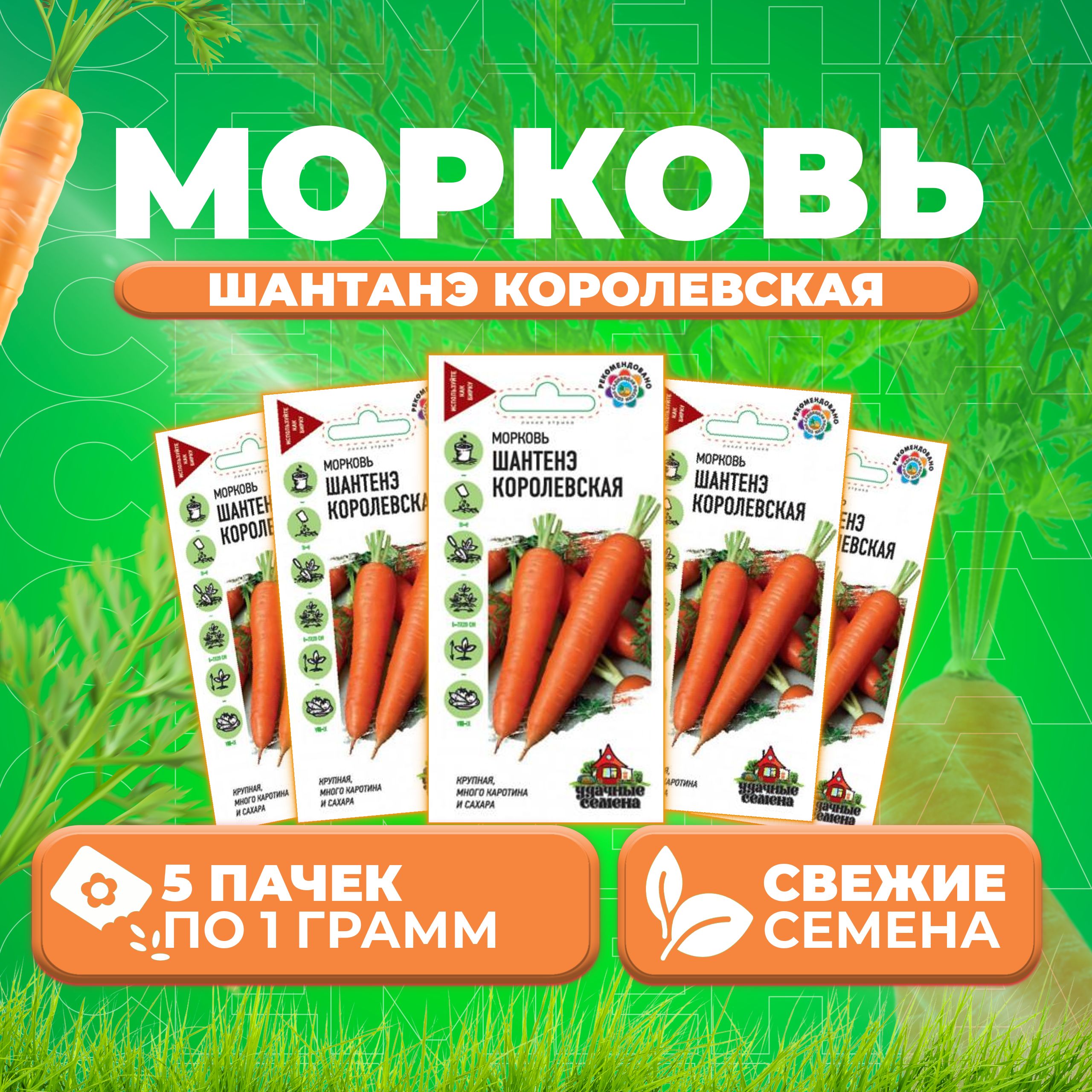 

Семена морковь Шантенэ королевская Удачные семена 1999946089-5 5 уп.