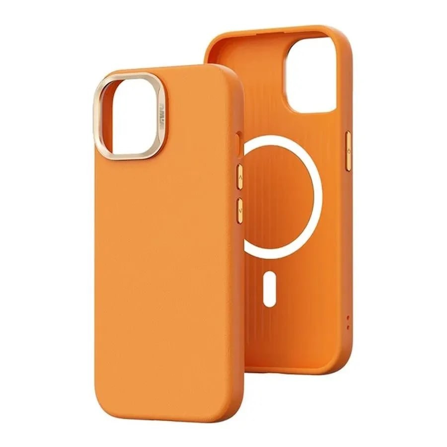 

Кожаный чехол с поддержкой MagSafe для iPhone 15 I WiWU SP-019q orange, Оранжевый, SP-019q