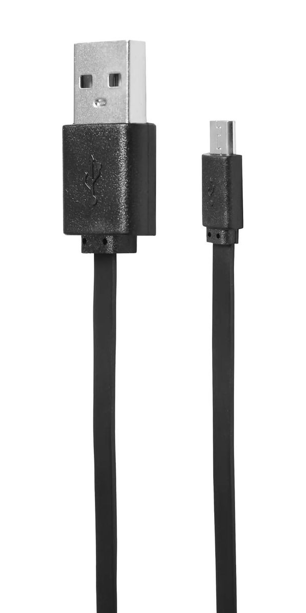 Кабель SUNWIND micro USB m -  USB m,  1м,  плоский,  2A,  черный