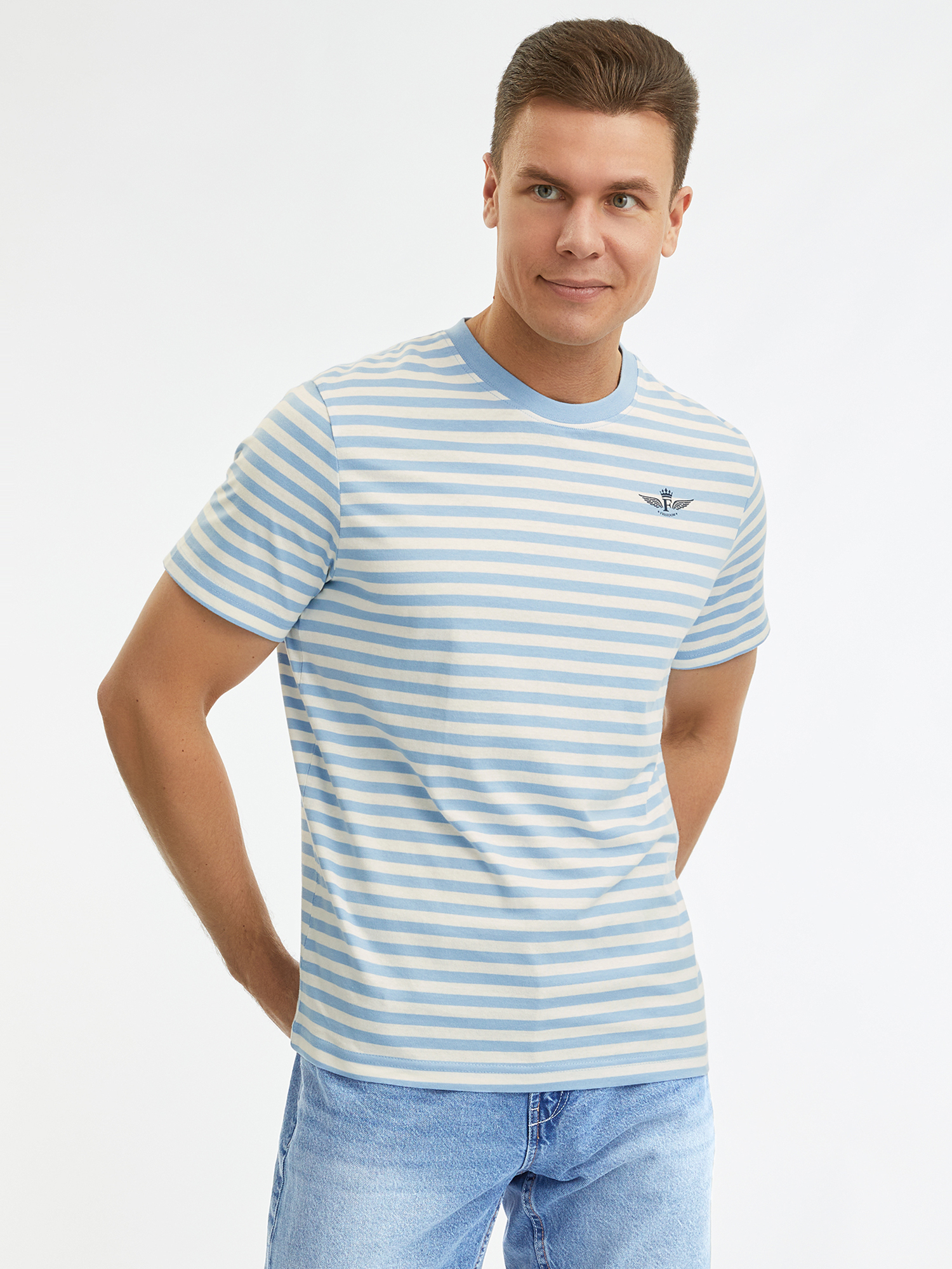 

Футболка мужская oodji 5L641001I-68 синяя 2XL, Синий, 5L641001I-68